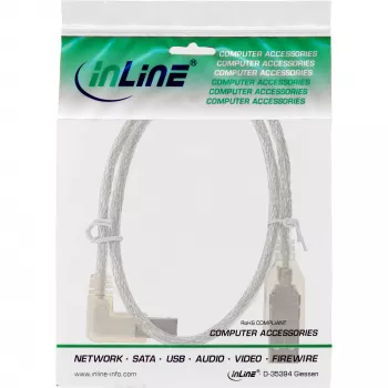 Microconnect USBAB5ANGLED-L USB kabelis USB 2.0 5 m USB A USB B Balts