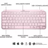 Logitech MX Keys Mini Minimālistiska bezvadu apgaismota tastatūra - ROZĀ - CENTRAL (DE)