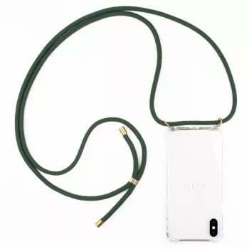 Phone necklace maciņš Lookabe iPhone X / Xs — zelts ar zaļu siksnu