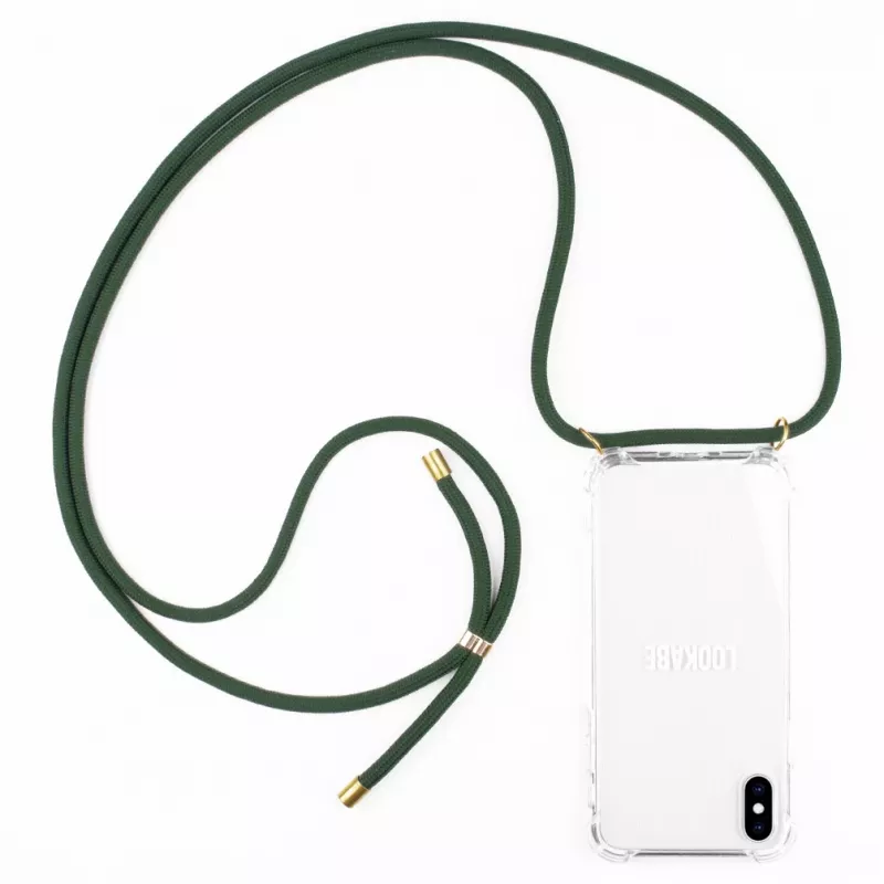 Phone necklace maciņš Lookabe iPhone X / Xs — zelts ar zaļu siksnu