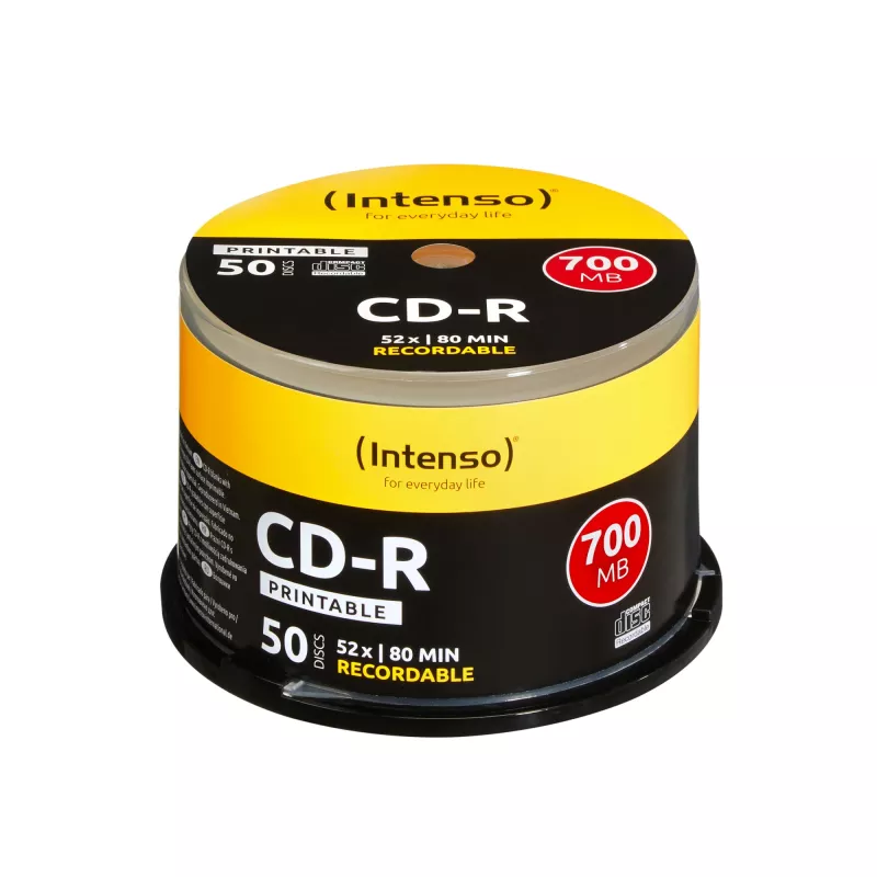 CD-R Intenso 1801125 700 MB 52x Printable 50 gab. vārpstiņā