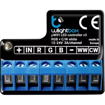 BLEBOX wLightBox v3 WiFi I/O modulis 1x bināra ieeja 1x RGBW/CCT LED izeja