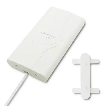 Omnivirziena antena QOLTEC 57013, 0.6–2.7 GHz, 30 dBi, vertikāla polarizācija, 50 Ω, balts ABS korpuss