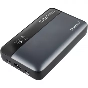 Power bank Intenso 7350050 — 20000 mAh, 1× USB-A + 2× USB-C, 100 W kopējā jauda, melns/pelēks