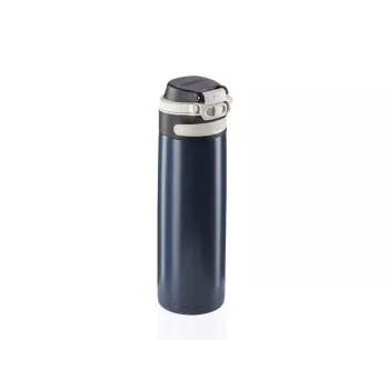 Ceļojumu krūze Leifheit 03275 600 ml nerūsējošais tērauds, dubultsienu, necaurplūstoša, atlokāms vāciņš, rokturis, melna/zila