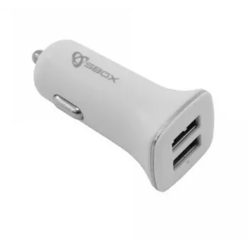 SBOX DD-CC-224-W balts auto lādētājs ar 2 USB portiem
