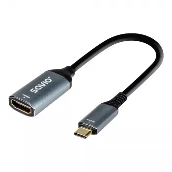 Savio AK-78 Adapter USB-C (tēviņš) uz HDMI (mātīte), 4K, 60Hz, alumīnijs