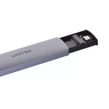M.2 SSD korpuss Unitek uDrive Pelēks — M.2 (2230/2242/2260/2280), NVMe/SATA III, USB-C 10 Gbit/s, alumīnijs