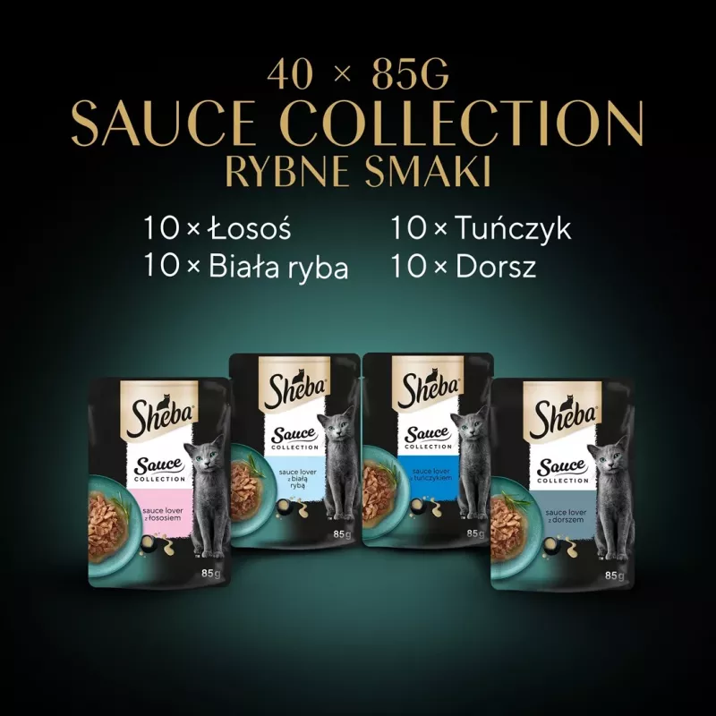 SHEBA Sauce Collection Zivju garšu komplekts - slapjā barība kaķiem - 40x85 g