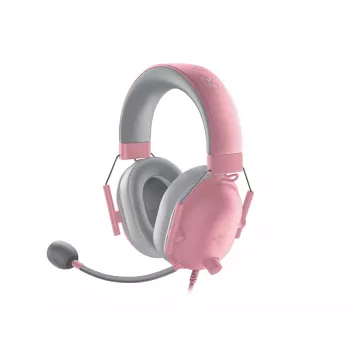 Galvas austiņas Razer BlackShark V2 X vadu binurālās spēļu austiņas, 3.5mm, virtuālais 7.1, 32Ω, putu polsterējums, rozā
