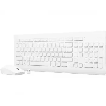Pilnizmēra mehāniskā tastatūra un pele komplektā Lenovo GX30W75336 — USB + Bluetooth, QWERTY, balta