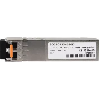 Saderīgs Cisco GLC-2BX-D BlueOptics© BO28C4334620D cSFP raiduztvērējs, LC-Duplex, 1000BASE-2BX-D, vienmoda šķiedra, TX:1490nm/RX:1310nm, 20 km, 0°C līdz +70°C, DDM (GLC-2BX-D-BO)