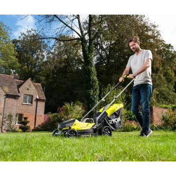 Ryobi RLM18X33B40 zāles pļāvējs, stumjamais, akumulatora, melns/zaļš