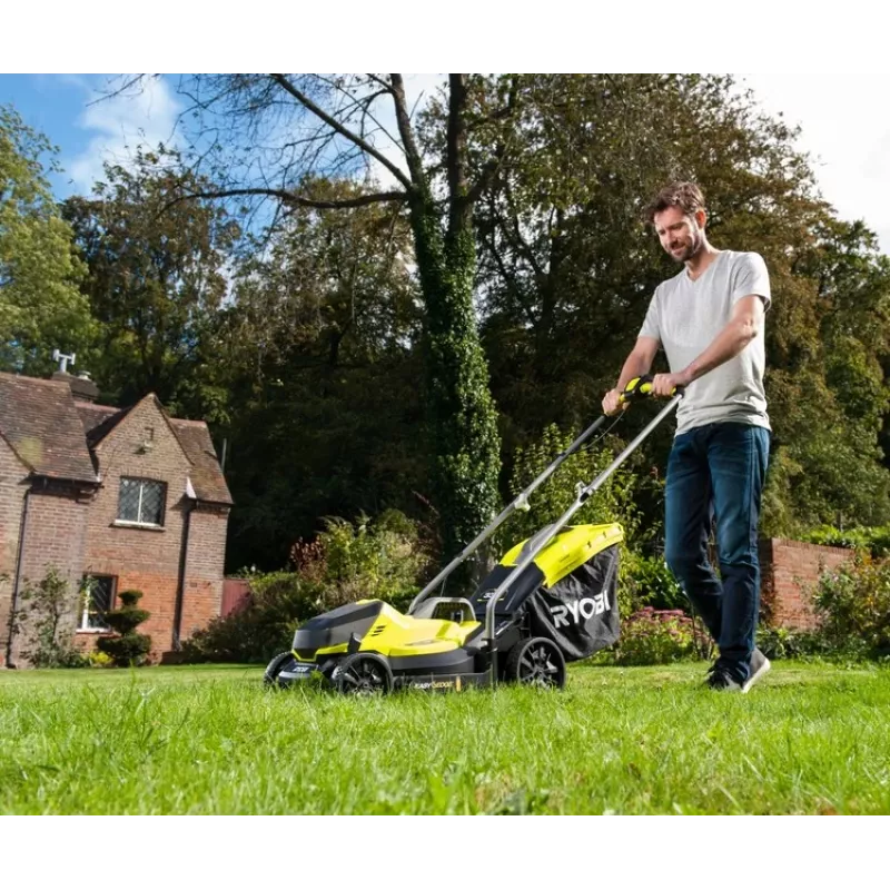 Ryobi RLM18X33B40 zāles pļāvējs, stumjamais, akumulatora, melns/zaļš