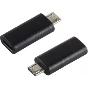 S/CONN 14-05019 USB dzimuma pārveidotājs MicroB (USB 2.0) uz Type-C (USB 3.1), melns