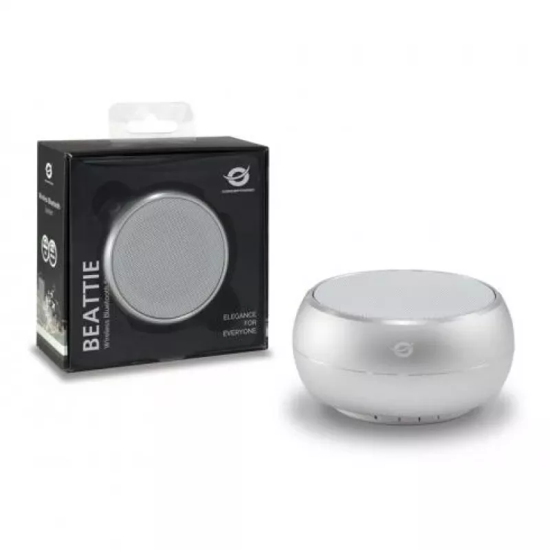 Conceptronic BEATTIE 01S bezvadu Bluetooth skaļrunis, 3 W, Bluetooth 3.0+HS, ar mikrofonu, microSD, Micro-USB, sudrabains