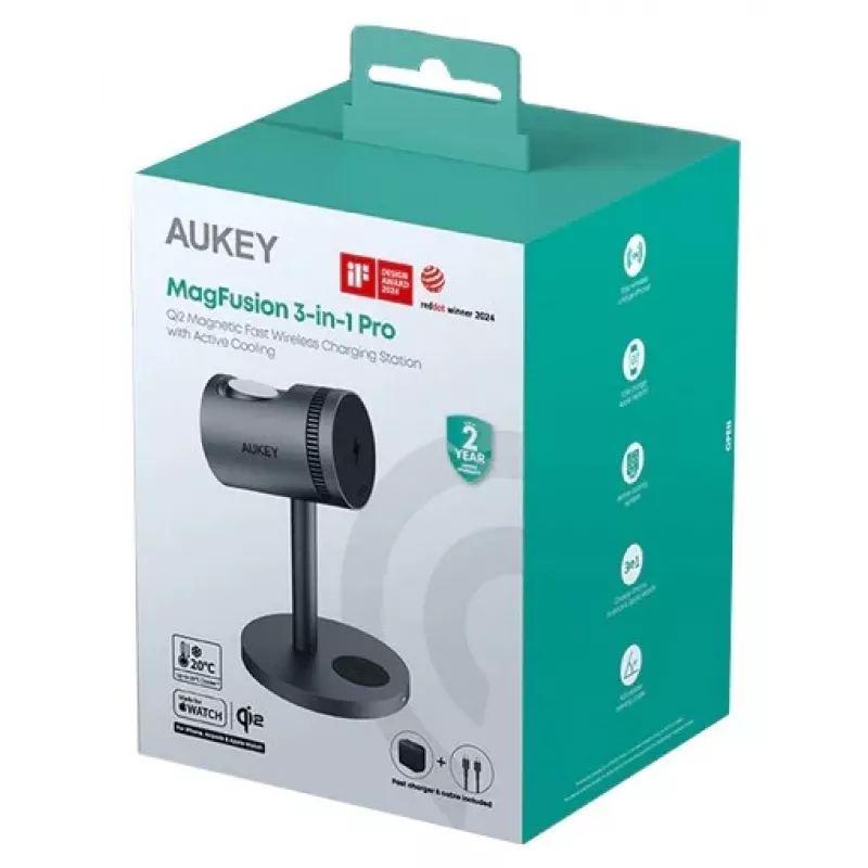 Bezvadu lādētājs 3in1 LC-MC311A 15W Qi2 MagSafe + 30W PD barošanas adapteris