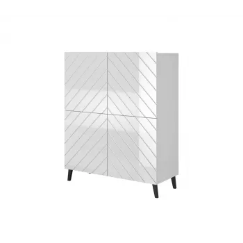 Plauktu sistēma cama meble ABETO 100.5 x 40 x 121.5 cm balta/spīdīgi balta, grīdas pie sienas skapis