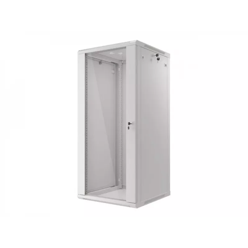 Lanberg sienas montāžas sadales skapis 19'' 27U 600x600mm pelēks (stikla durvis)