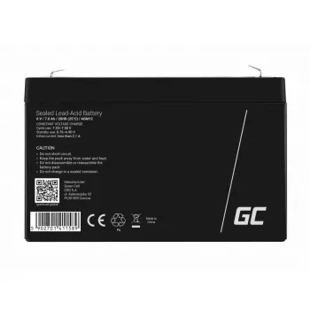 Uzlādējams slēgtais svina-skābes akumulators Green Cell AGM12 6 V 7000 mAh Melns