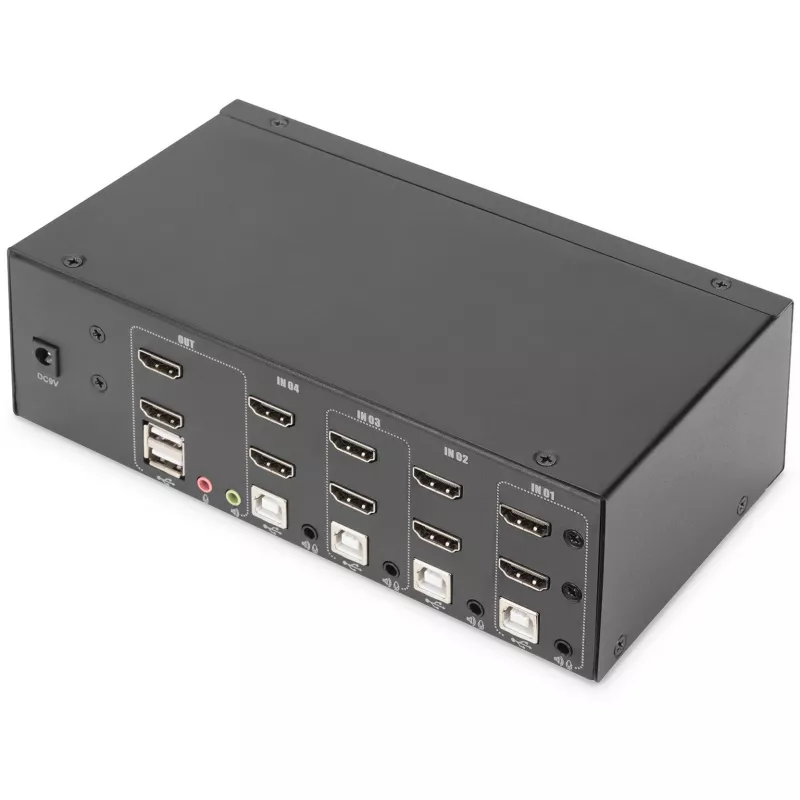 KVM Slēdzis Digitus DS-12883 4 Portu Divu Displeju 4K HDMI USB