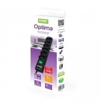Ever Optima 5m Melns 6 AC kontaktligzdas 250 V