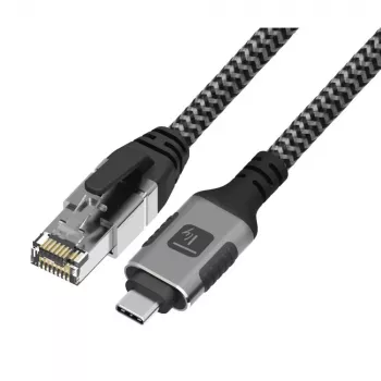 Techly ICOC U3C-RJ45-010 tīkla kabelis 1 m Cat6 F/UTP (FTP) sudraba, melns