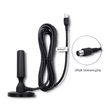 Iekštelpu TV antenna QOLTEC 57016 DVB-T2 — kompakts modelis ciparu virszemes uztveršanai