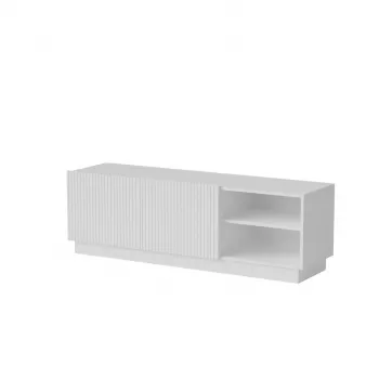 TV skapis cama meble LIVERTI 150x42x48 cm, balts, skaidu plātnes virsma