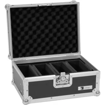 Flightcase Roadinger EC-4AC transporta koferis 4× AKKU Flat Light sērijas gaismām