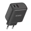 SAVIO LA-06/B 30 W sienas uzlādes ierīce, USB-A + USB-C, Quick Charge, Power Delivery 3.0, melna