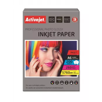 Activejet AP6-260GR200 Glancēts fotopapīrs A6 10x15 cm, 200 loksnes