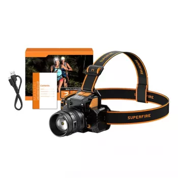 Galvaslampa Superfire HL58 350 lm USB, 3 režīmi, uzlādējama