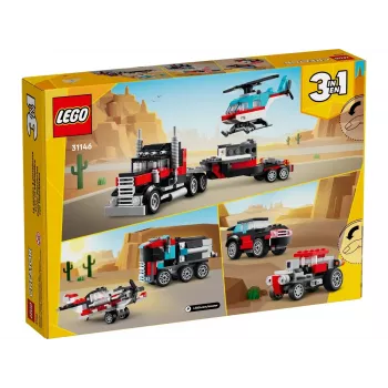 LEGO Creator 2-in-1 plakankravas auto ar helikopteru 31146, pārveidojams komplekts bērniem