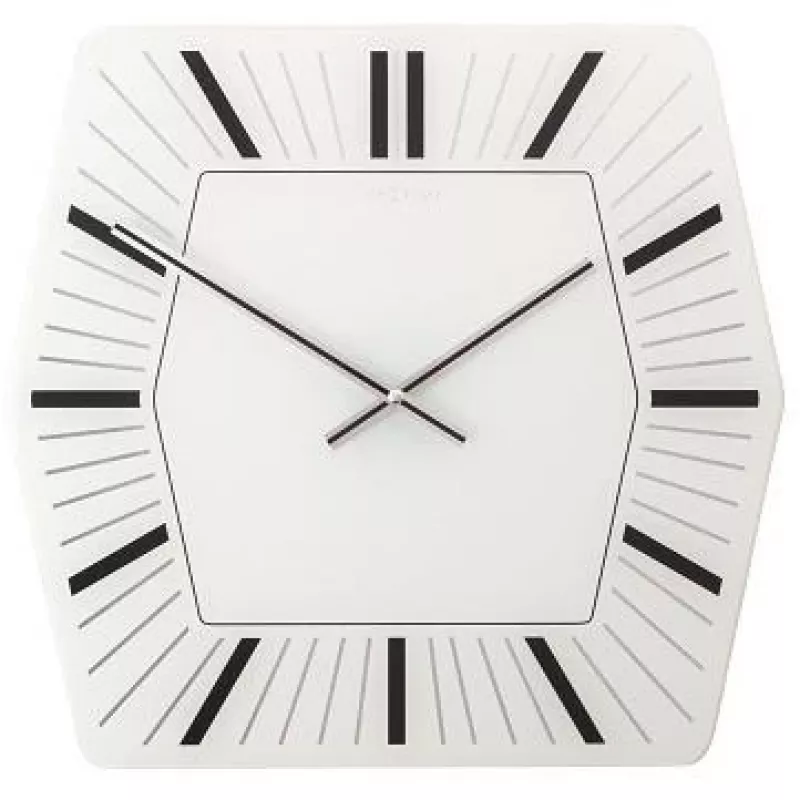 NeXtime klok 8128wi Hexagon sienas pulkstenis, 43x43 cm, balts