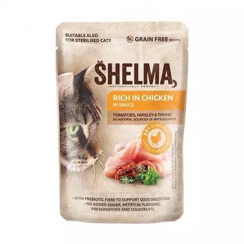 Slapjā barība kaķiem SHELMA Rich in chicken in sauce 85 g