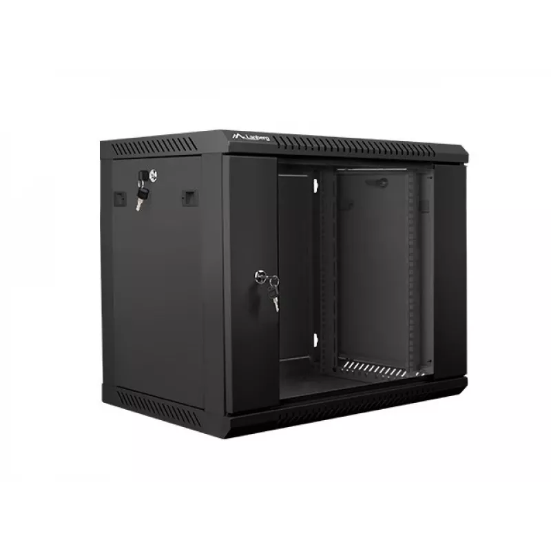 Sienas stiprinājuma skapis LANBERG 9U (600×450×507 mm) IP20, maks. slodze 60 kg, melns