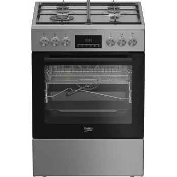 BEKO Plīts FBMA61330GXDT | Gāzes virsma + Elektriskā cepeškrāsns | 60 cm | Nerūsējošais tērauds