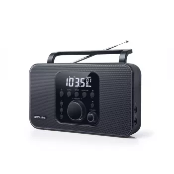 Pārnēsājamais radio Muse M-091 R — FM/AM, LCD ekrāns, AC vai AA/D baterijas, rotējošs skaļums, 1.1 kg, melns
