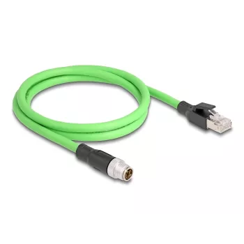 DeLOCK M12 X-kodēts 8-pin vīrietis uz RJ45 vīrietis tīkla kabelis PUR (TPU) 1 m