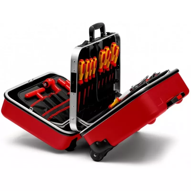 KNIPEX 98 99 15 instrumentu koferis, melns/sarkans, ABS/alumīnijs, 490 x 210 x 370 mm