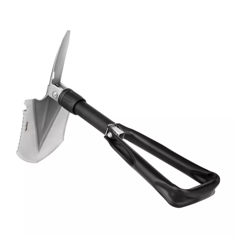 Saliekamā lāpsta Nextool NE20033 — kompakta daudzfunkcionāla mini lāpsta, salocīta 20,6 cm, izvērsta 50,3 cm, svars 797 g, platums 128 mm