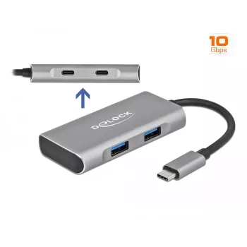 USB Hubs DeLOCK ārējais USB 10 Gbps USB Type-C centrmezgls 63260
