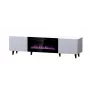 TV skapis Cama Meble PAFOS EF ar elektrisko kamīnu 180×42×49 cm, balts matēts