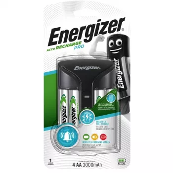 Bateriju lādētājs Energizer Pro Charger AC 4 sloti AA/AAA NiMH, 100–240V, iekļautas 2000 mAh baterijas