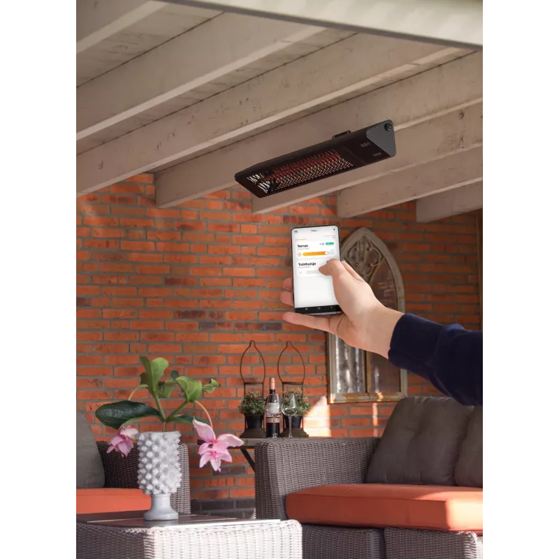 Infrasarkanais sildītājs SUNRED PRO25W-SMART, sienas montāžas trīsstūrveida tumšs, 2500 W, melns, IP55