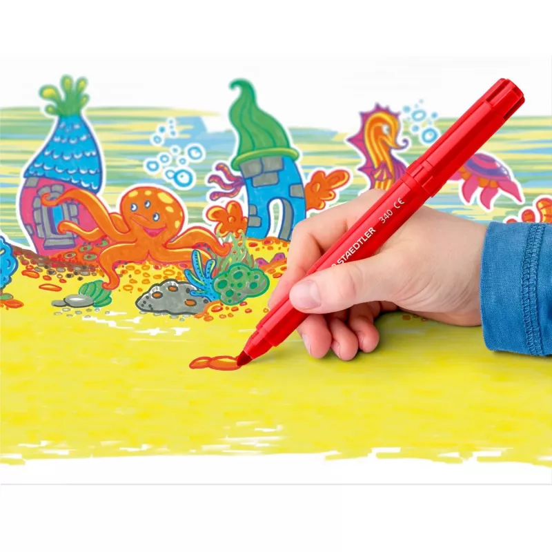 Marķieri Staedtler Noris Jumbo 6 gab. mazgājami netoksiski — platais gals, bērniem droši