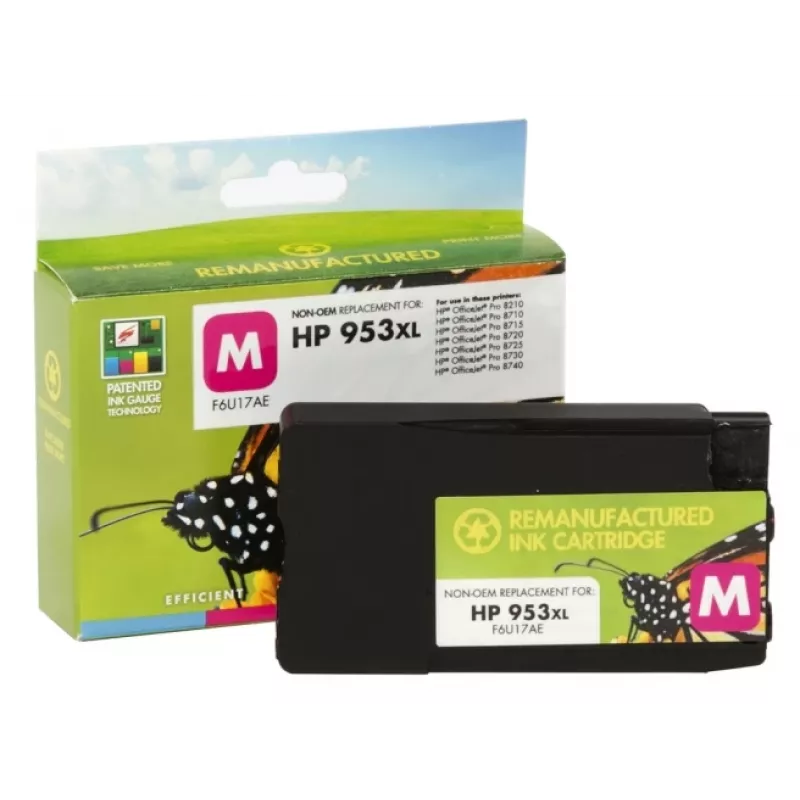 Saderīga statiskās kontroles HP 953XL (F6U17AE) tintes kasetne, magenta (jauna mikroshēma)