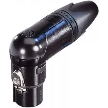 Neutrik XLR savienotāja ligzda, leņķa, 3 polu, melna NC3FRX-BAG 1 gab.