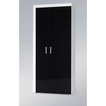 Skapis SAMBA balts/melns spīdums, 900×550×2030 mm, 1 plaukts